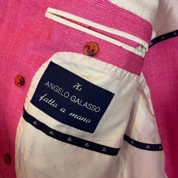 Ritzy Angelo Galasso Couture Italy Silk  XL Pink Jacket - Picture 6 of 10